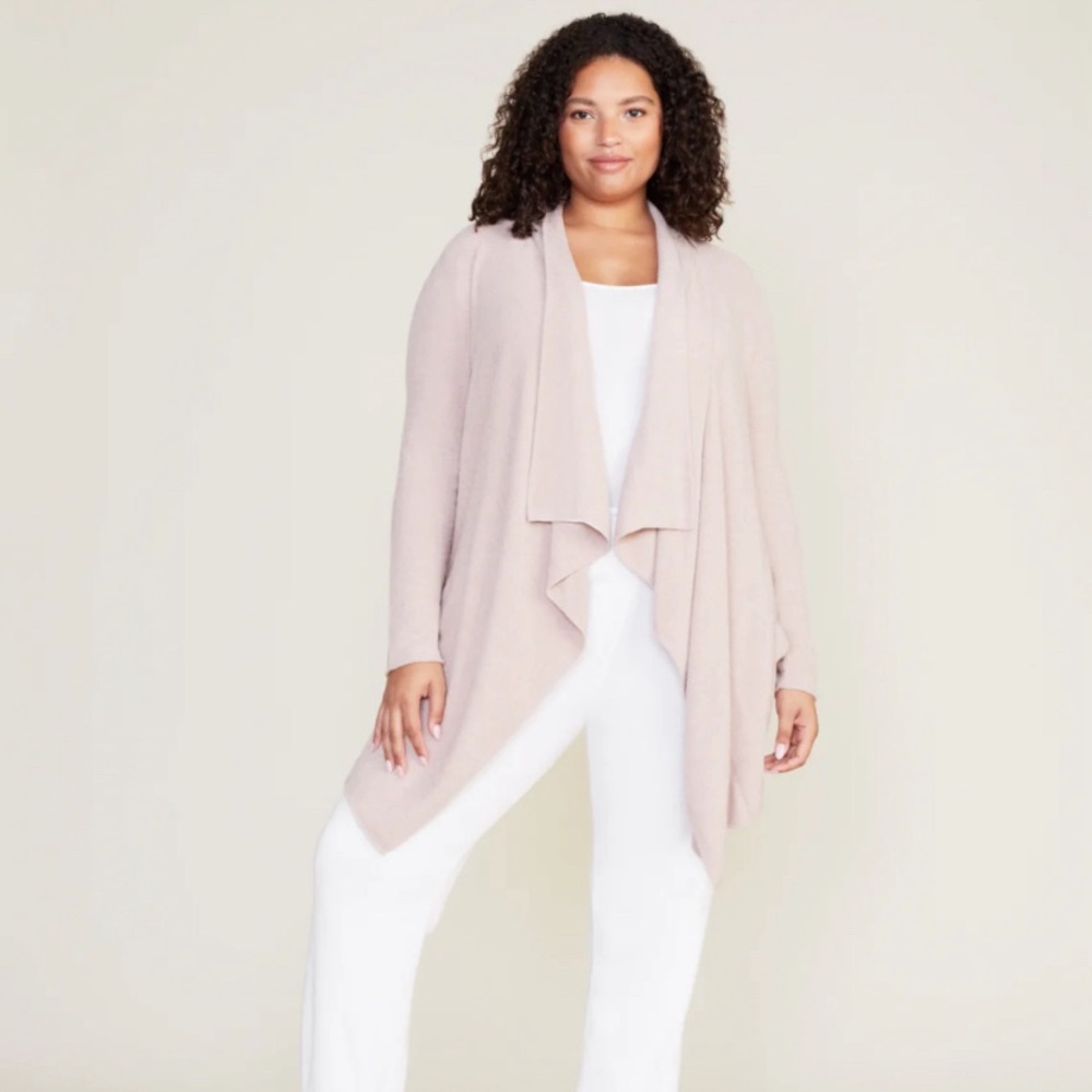 Barefoot dreams CozyChic Ultra Lite Hi/Lo Cardi in color Faded Rose.
